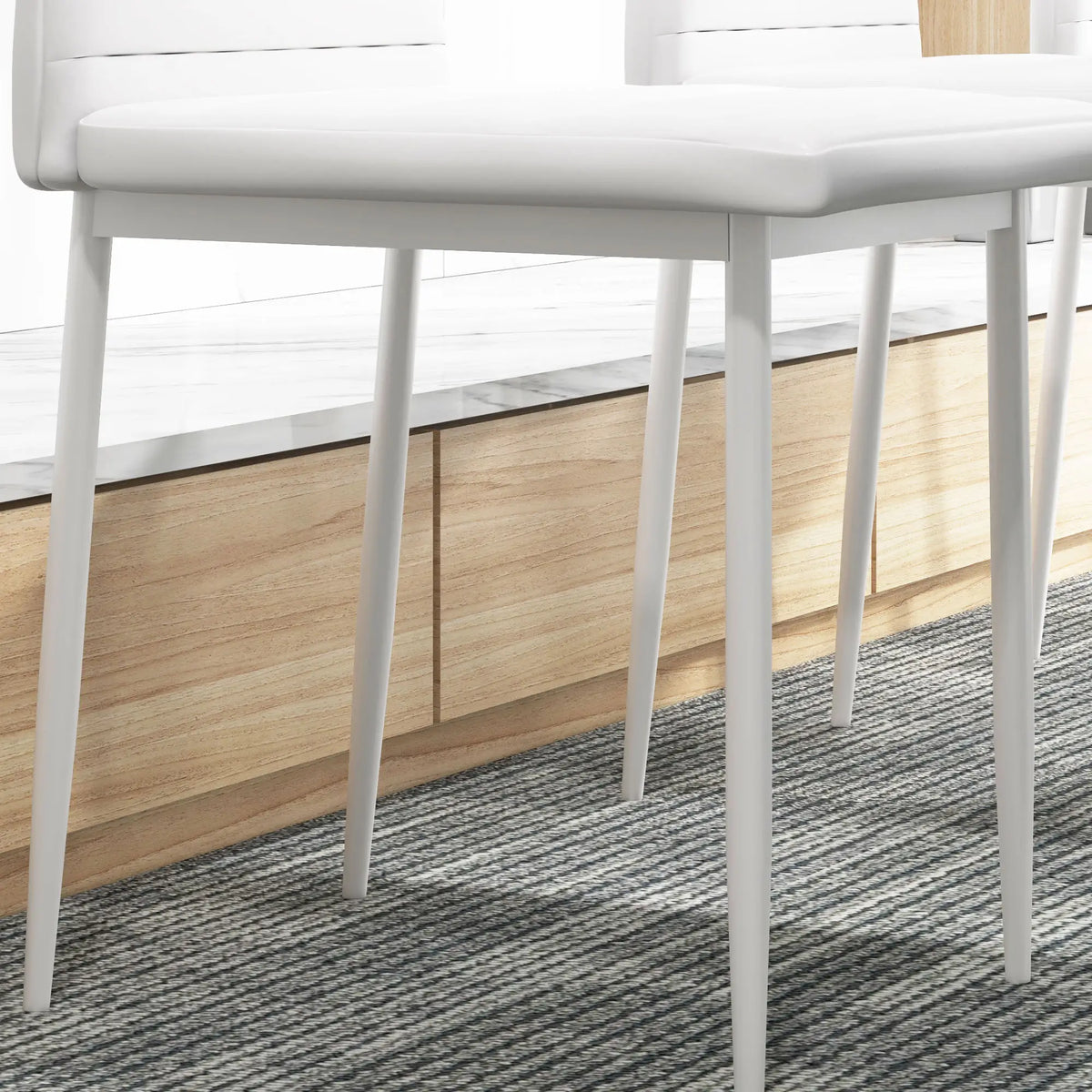 Modern Upholstered PU Leather Dining Chairs, Set of 6, White Bar Stools at Gallery Canada