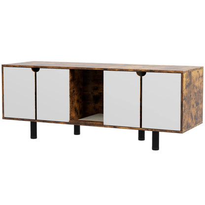 Hidden Cat Litter Box Enclosure, 2 Cabinets, Double Doors, Sand Drain Pad, Rustic Brown Cat Litter Box Enclosures Rustic Brown, White at Gallery Canada