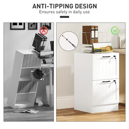 2 Drawer Filing Cabinet with Lock, Office Storage, A4 Letter Size, White Office Cabinets & Cupboards at Gallery Canada