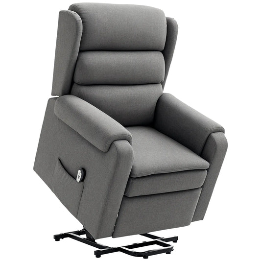 Power Lift Chair Recliner with Footrest, Remote, Side Pockets, Grey Electric Power Lift Chairs Dark Grey at Gallery Canada