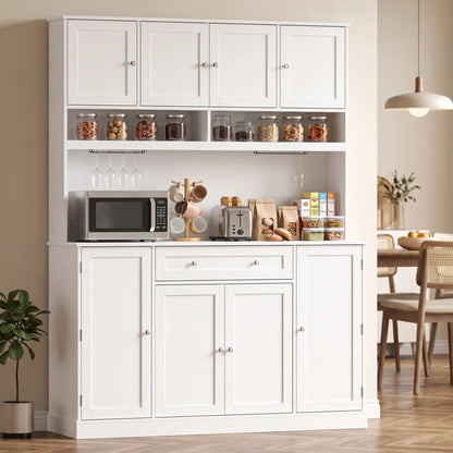 Cabinet de garde-manger de cuisine blanc "73", station de recharge, blanc