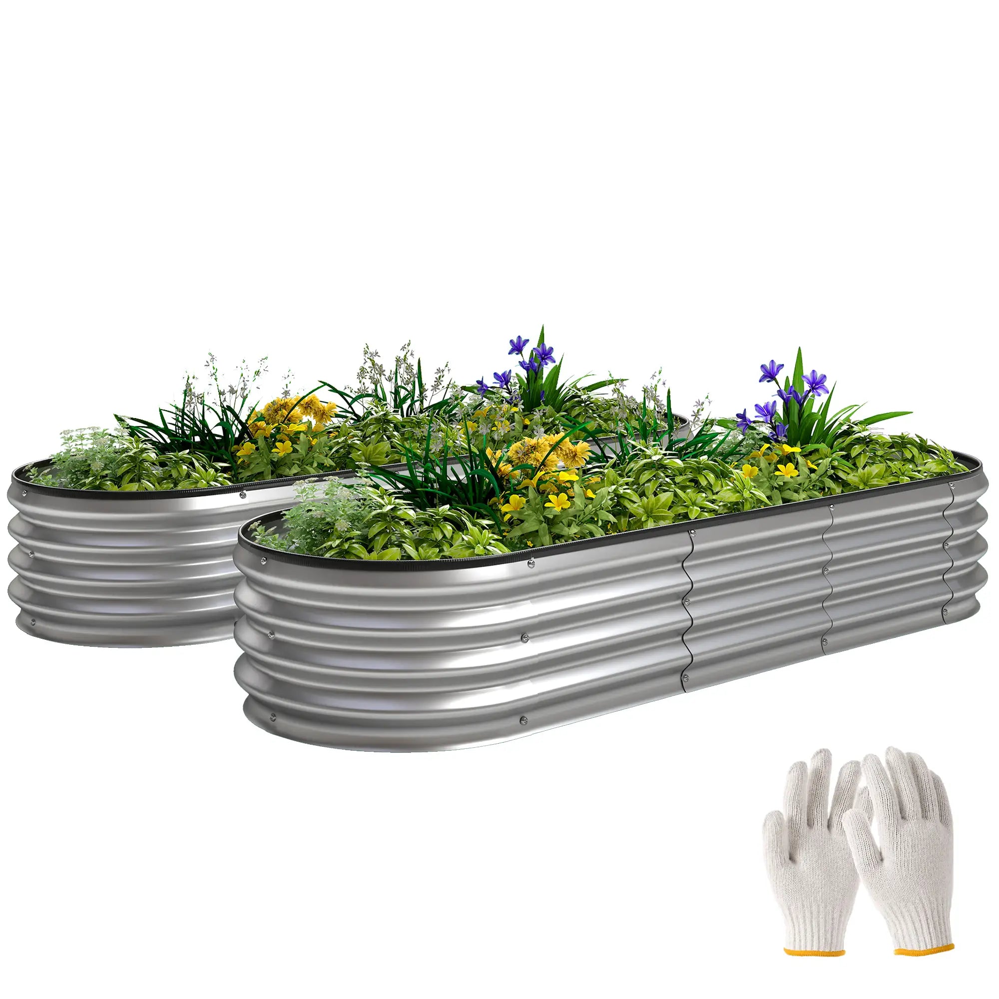 2Pcs Galvanized 6x2x1 ft Raised Garden Bed, Silver Galvanized Planter Boxes at Gallery Canada