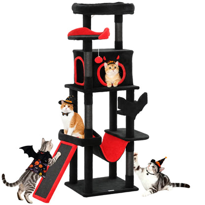 Gothic Cat Tree, 60" Tall, Coffin Bed, Scratching Posts, Black Cat Towers at Gallery Canada