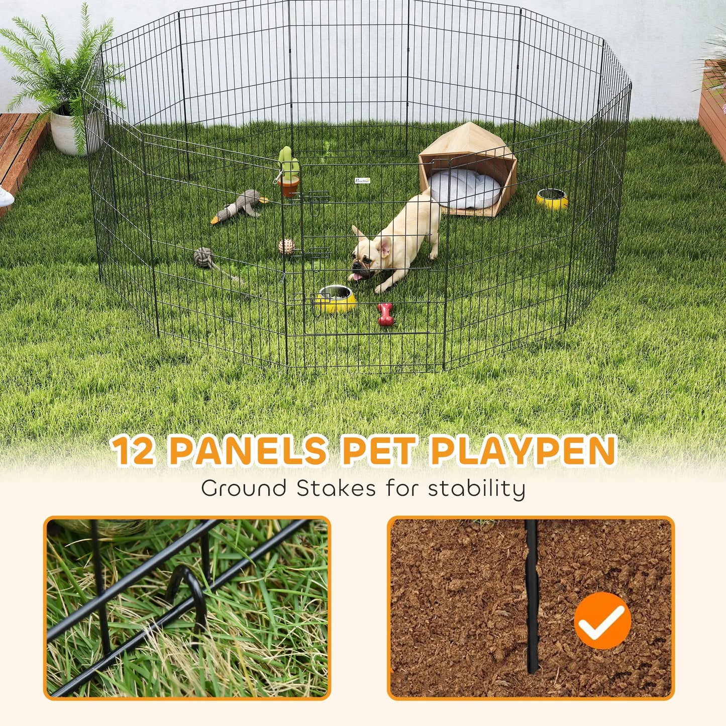 36 Inch Foldable Metal Pet Playpen, Dog Kennel Cage, 12 Panels Dog PlayPens at Gallery Canada