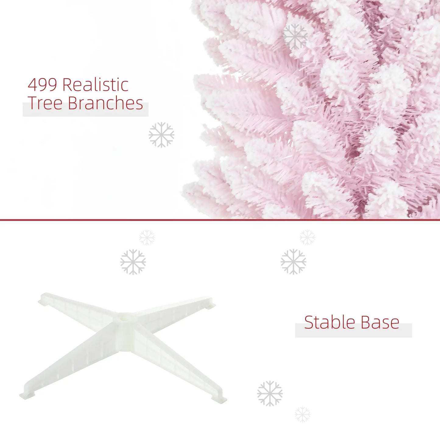 7ft Flocked Pencil Christmas Tree, Realistic Branches, Pink Flocked Christmas Trees at Gallery Canada