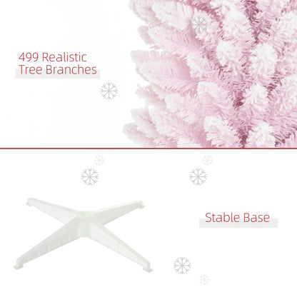 7ft Flocked Pencil Christmas Tree, Realistic Branches, Pink Flocked Christmas Trees at Gallery Canada