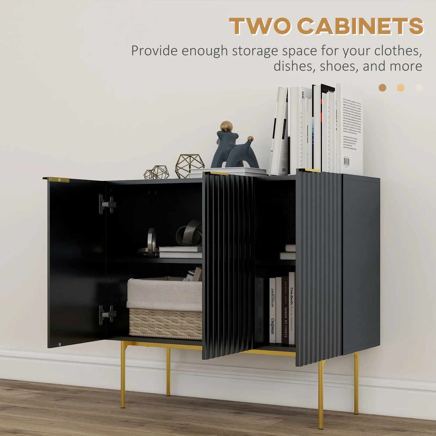 Modern Storage Cabinet, Sideboard Buffet, Gold Legs, Black Storage Cabinets at Gallery Canada
