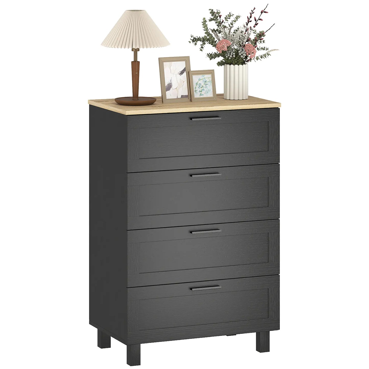 4 Drawer Dresser, Solid Wood Legs, Black Storage Cabinets at Gallery Canada