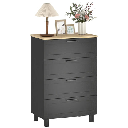 4 Drawer Dresser, Solid Wood Legs, Black Storage Cabinets at Gallery Canada