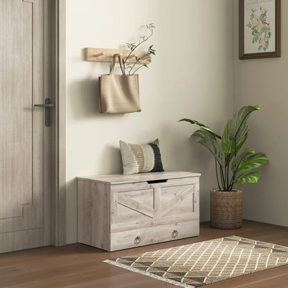 31.5 Inches Storage Chest, Wooden Box, Grey Wood Grain Storage Cabinets at Gallery Canada