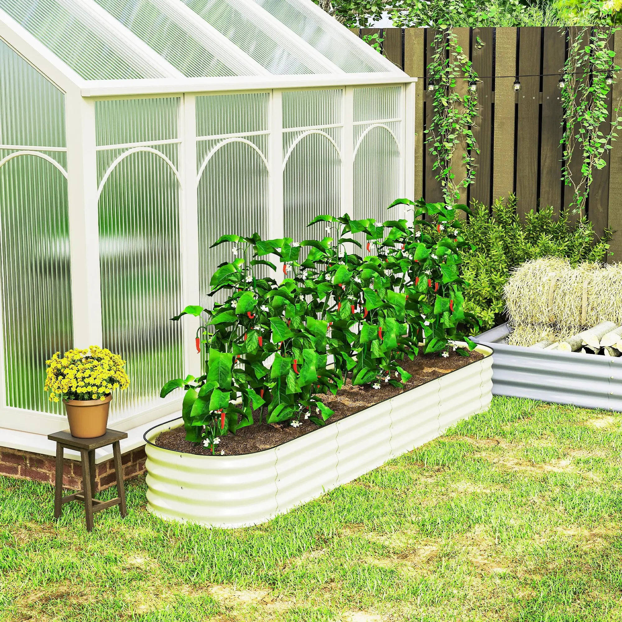 7.9 x 2 x 1ft Galvanized Raised Garden Bed Kit, Metal Planter Box, Cream White Galvanized Planter Boxes at Gallery Canada