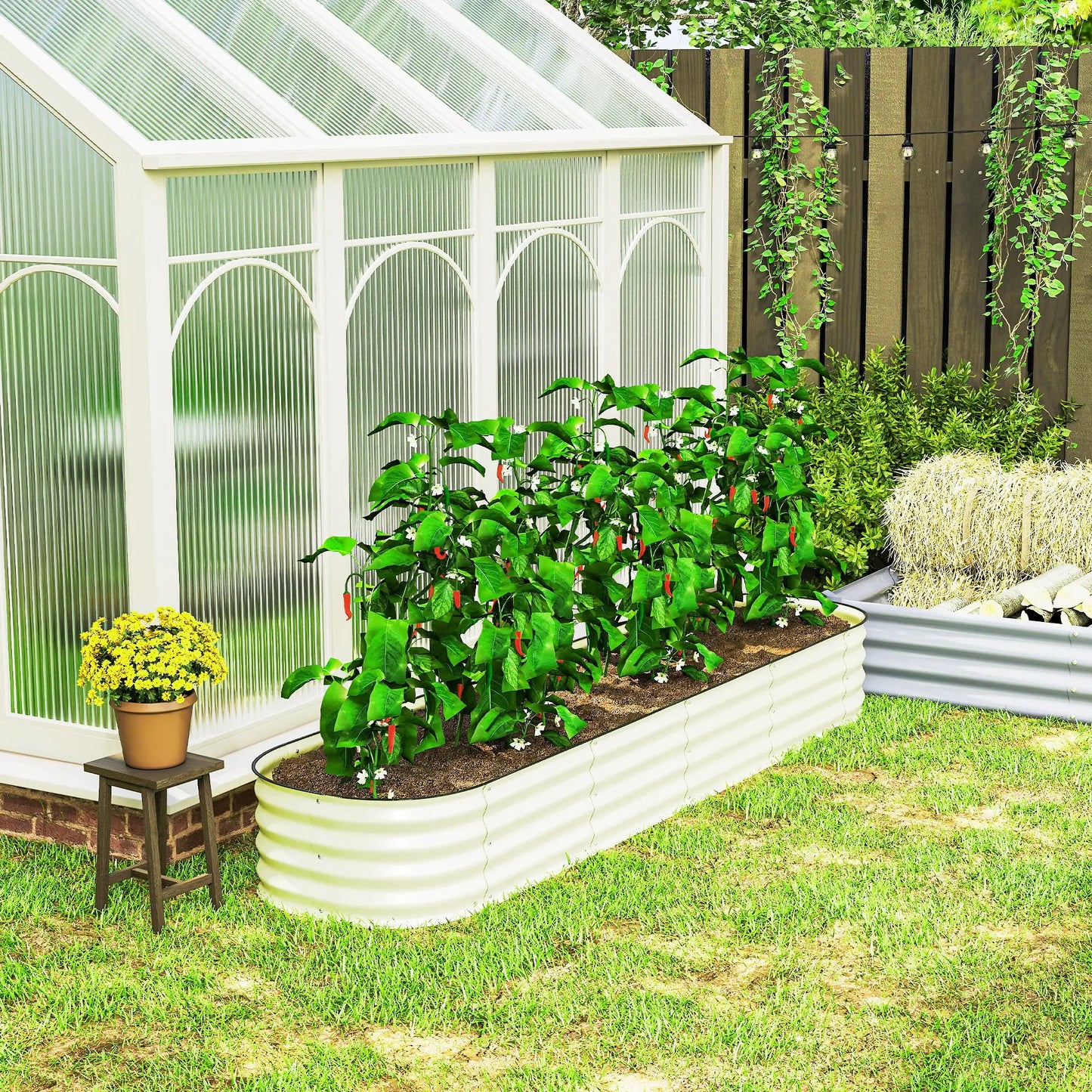 7.9 x 2 x 1ft Galvanized Raised Garden Bed Kit, Metal Planter Box, Cream White Galvanized Planter Boxes at Gallery Canada