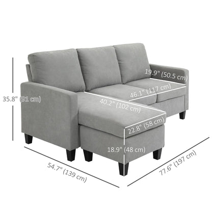 L-Shape Sectional Sofa with Ottoman, Modern Living Room Couch, Light Grey 3-Seater Sofas at Gallery Canada