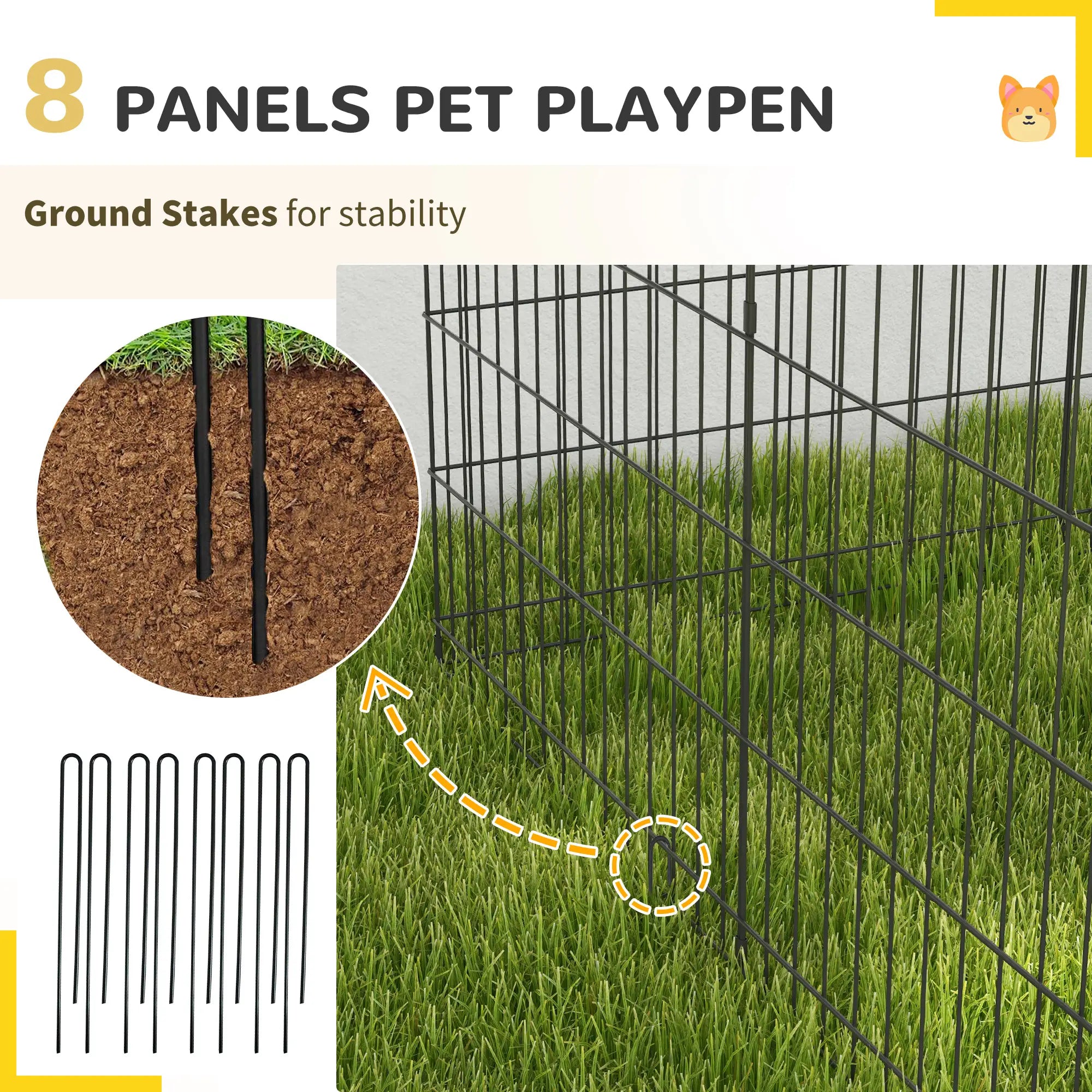 36 Inch Foldable Metal Pet Playpen, Dog Kennel Cage, 8 Panel Dog PlayPens at Gallery Canada