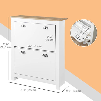 Entryway Shoe Cabinet, 2 Flip Drawers, Adjustable Shelves, 12 Pair, White Shoe Storage Cabinets & Racks at Gallery Canada