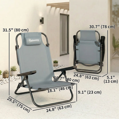 2 Beach Chair, 5-Position Adjustable, Folding Camping Chair, Light Grey Beach Accessories at Gallery Canada
