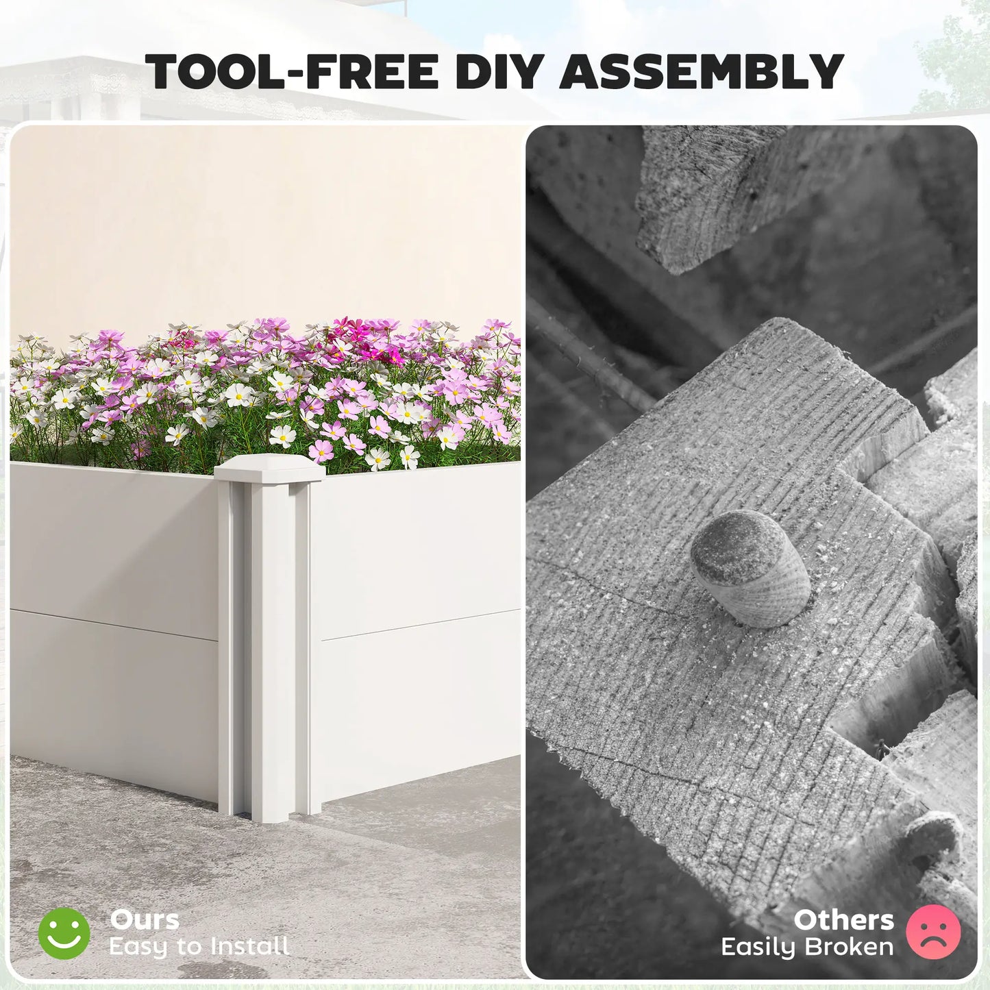 White Vinyl Raised Garden Bed Kit, 3 x 3 x 1ft Modular Elevated Box, White Raised Garden Beds at Gallery Canada