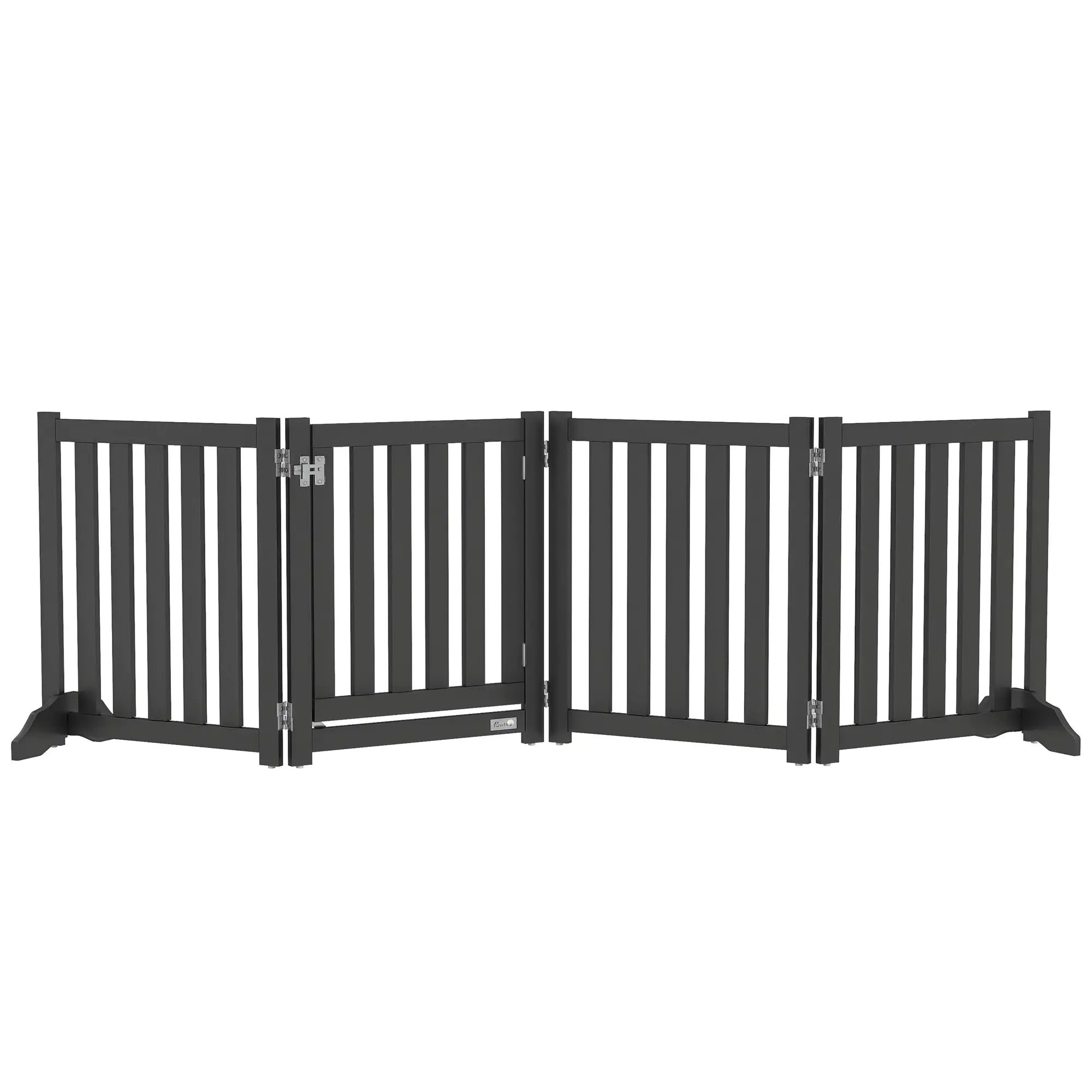 Foldable Dog Gate With Door, 4 Panels Freestanding, Black Houses, Kennels & Pens at Gallery Canada