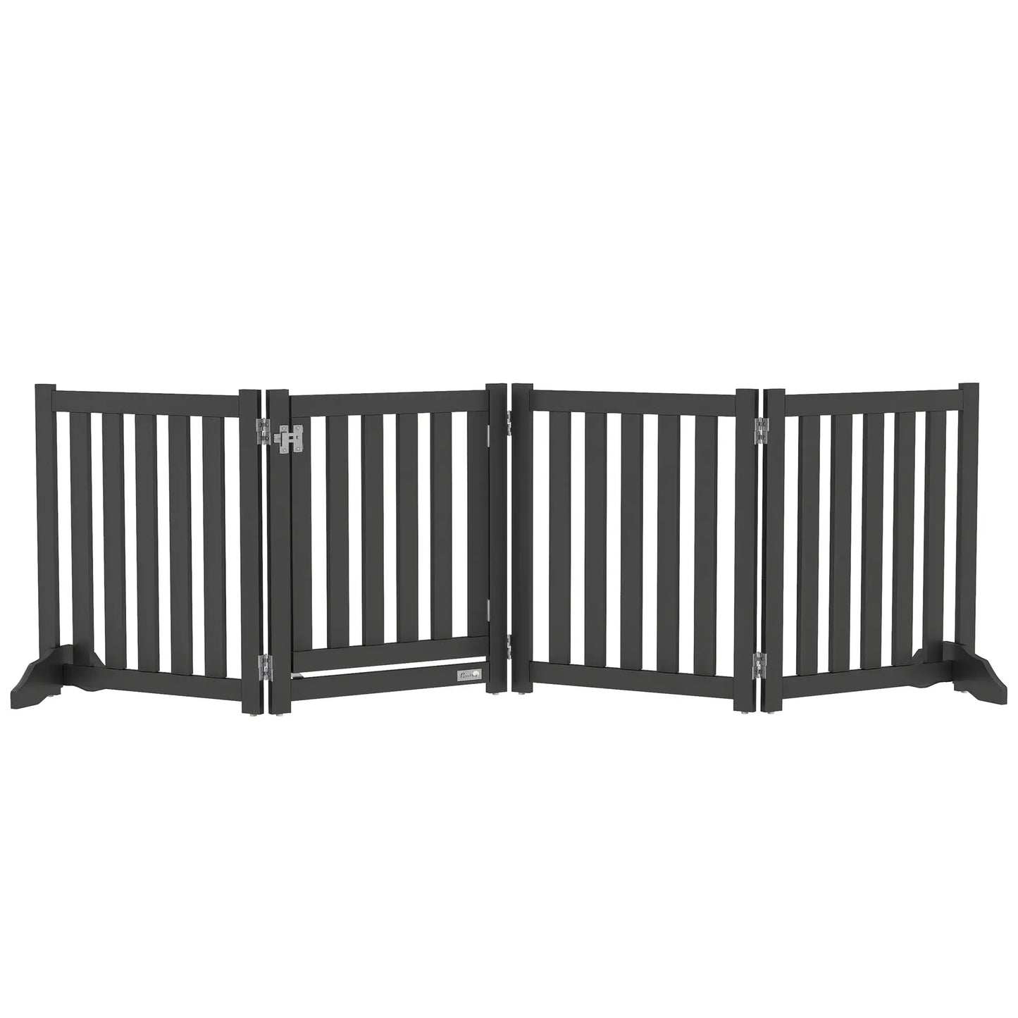 Foldable Dog Gate With Door, 4 Panels Freestanding, Black Houses, Kennels & Pens at Gallery Canada
