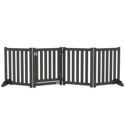 Foldable Dog Gate With Door, 4 Panels Freestanding, Black Houses, Kennels & Pens at Gallery Canada