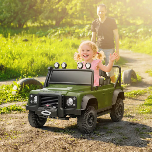 Kids Ride On Truck, Remote Control, Spring Suspension, LED Lights, 3 Speed, Dark Green