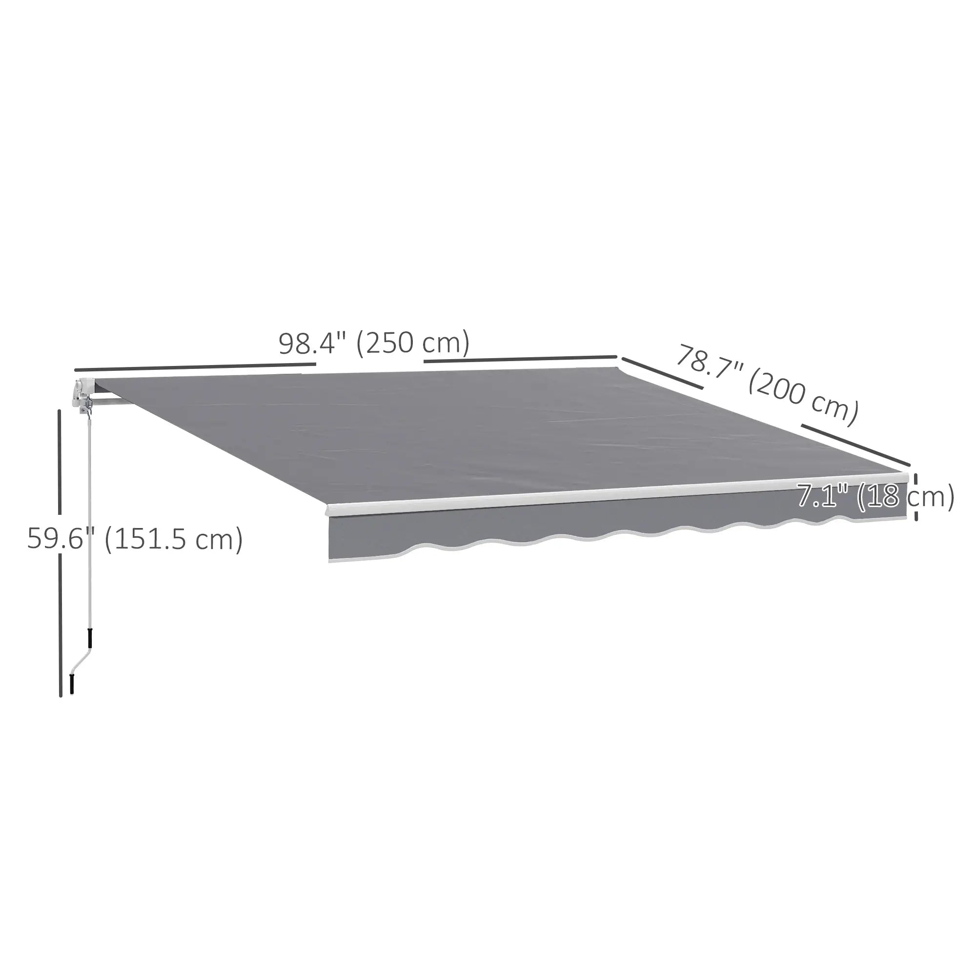 8' x 7' Retractable Awning, UV Water-Resistant Fabric, Dark Grey Patio Awnings at Gallery Canada