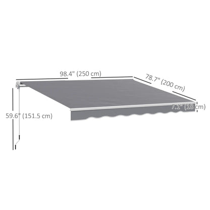8' x 7' Retractable Awning, UV Water-Resistant Fabric, Dark Grey Patio Awnings at Gallery Canada
