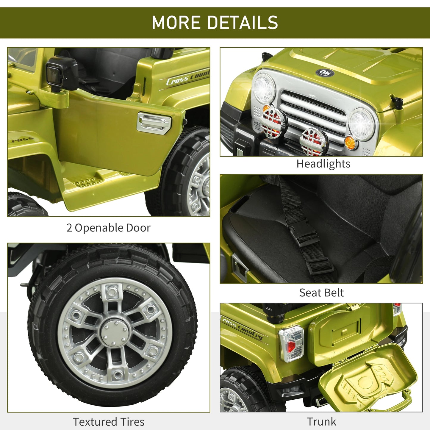 12V Kids Electric Ride On Car, Remote Control, 2 Speeds, Green Electric Toy Cars at Gallery Canada