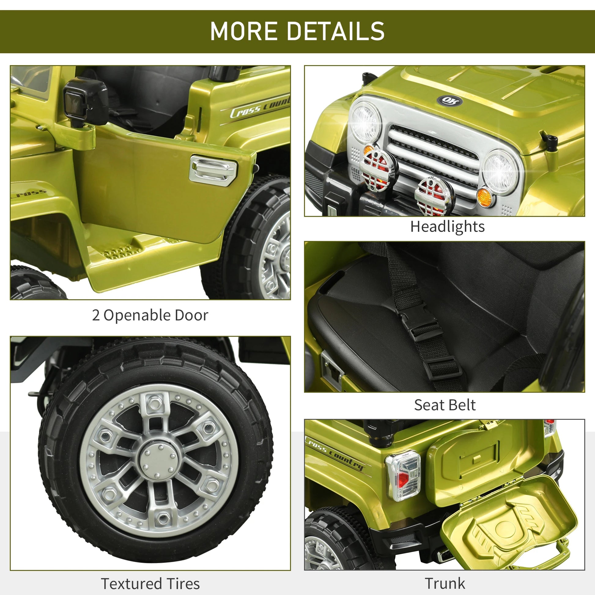 12V Kids Electric Ride On Car, Remote Control, 2 Speeds, Green Electric Toy Cars at Gallery Canada