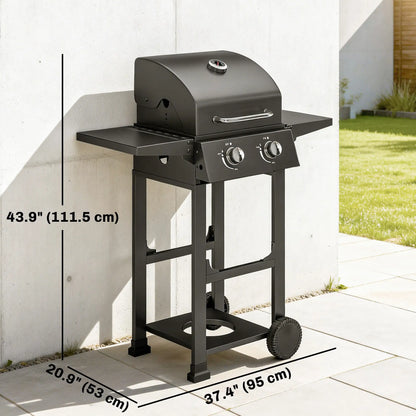 2 Burner Propane Gas Grill With Wheels, 18,400 BTU, Black Propane Gas Grills at Gallery Canada