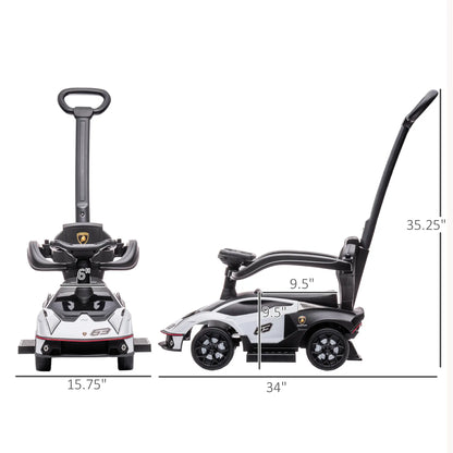 3 in 1 Ride on Push Car for Toddlers, Safety Footrest Horn, White Push Cars for Toddlers at Gallery Canada