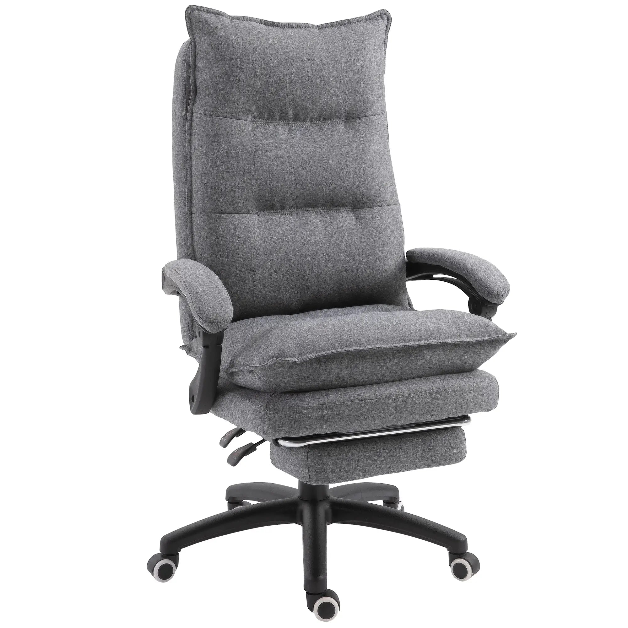 Adjustable Height Office Chair, 360° Swivel, Retractable Footrest, Grey Executive & Manager Chairs at Gallery Canada