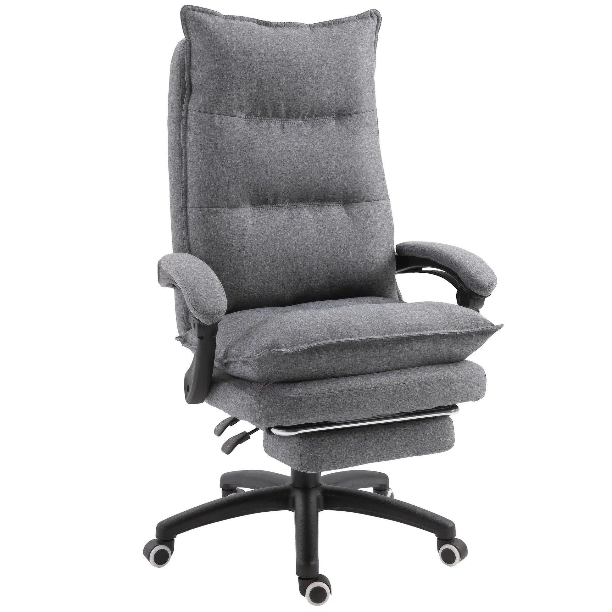 Adjustable Height Office Chair, 360° Swivel, Retractable Footrest, Grey Executive & Manager Chairs at Gallery Canada