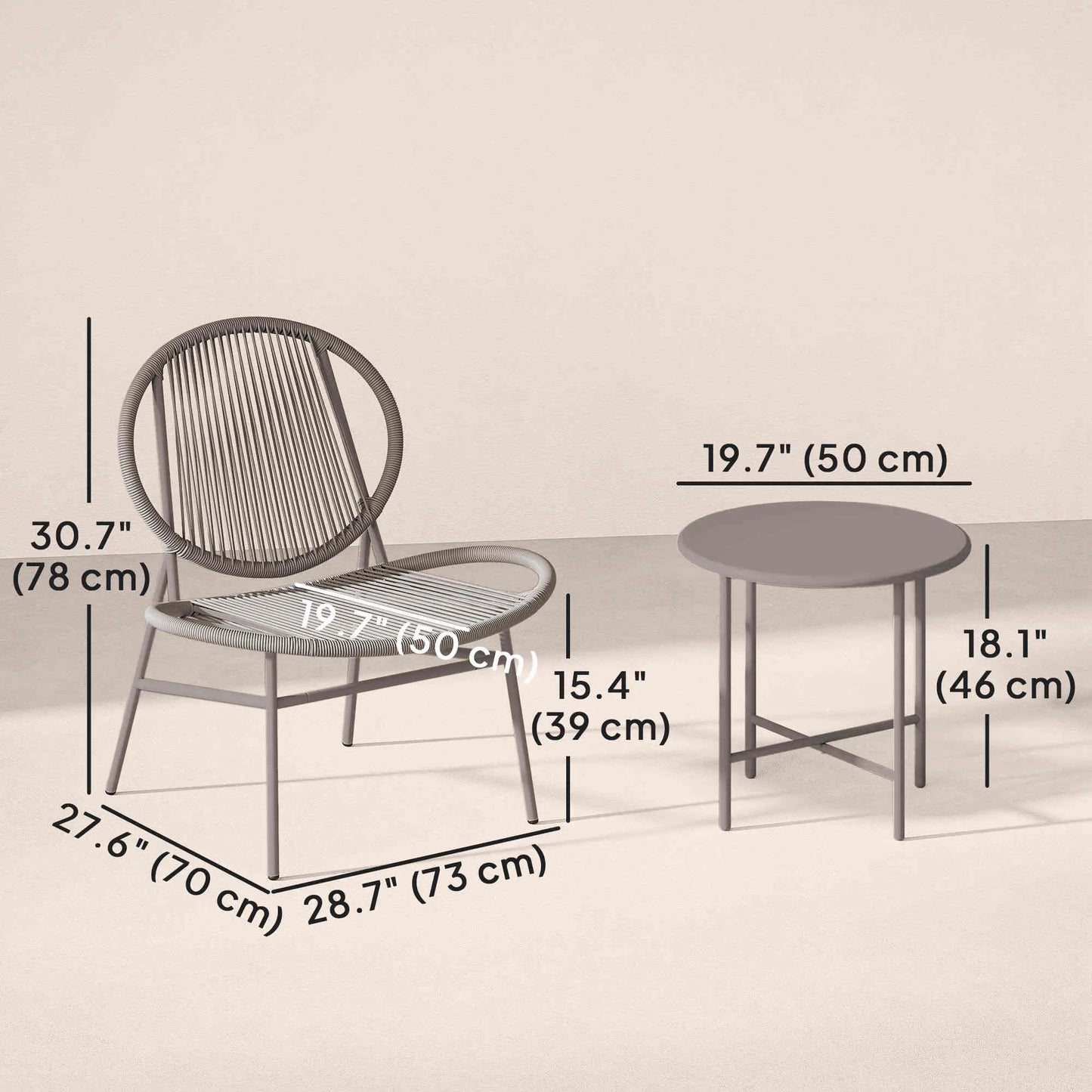 Rattan Bistro Set, 3 Piece Wicker Patio Furniture, Light Grey Bistro Sets at Gallery Canada