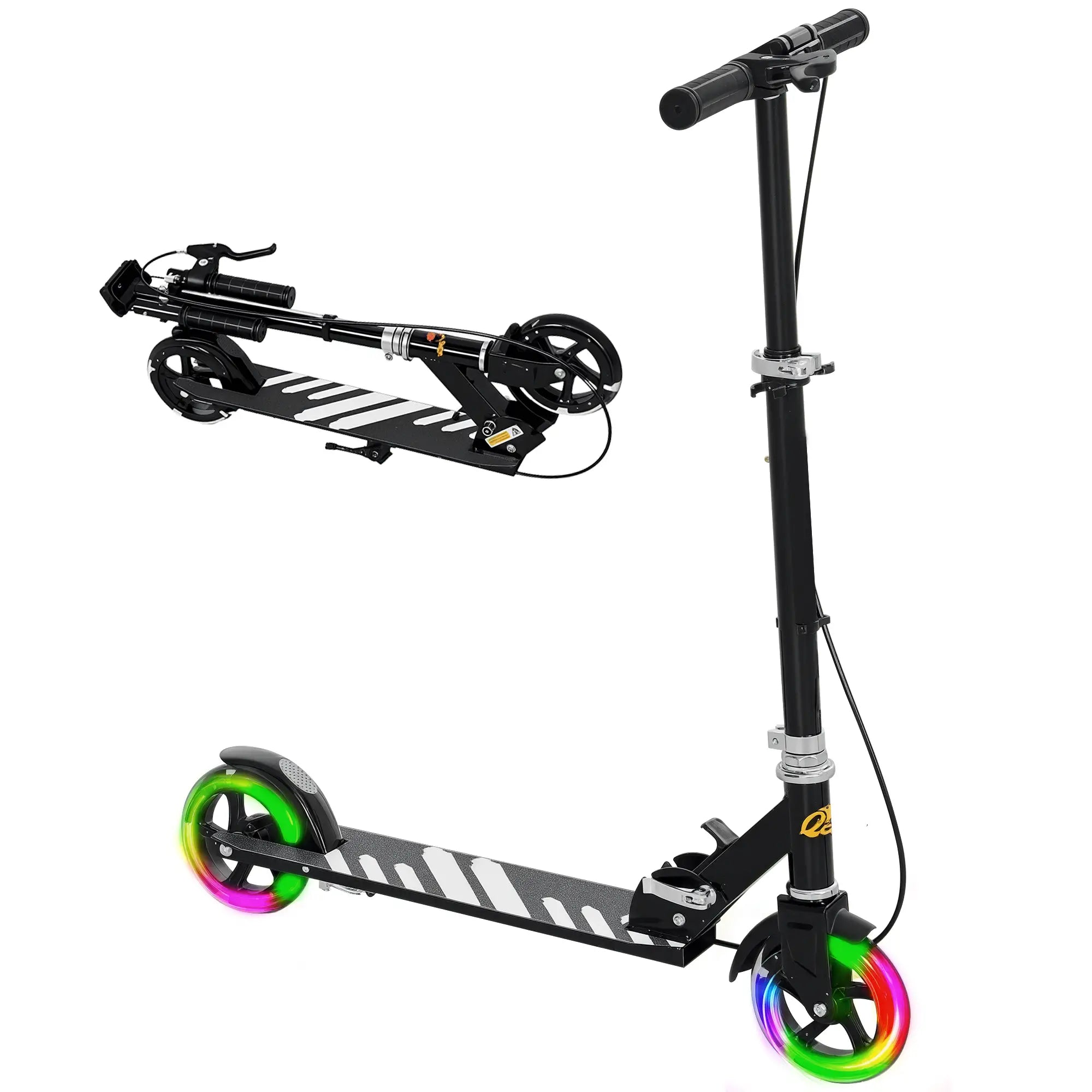 Kids Scooter, Light Up Wheels, Adjustable Handlebar, Rear Brake, Black Scooters at Gallery Canada