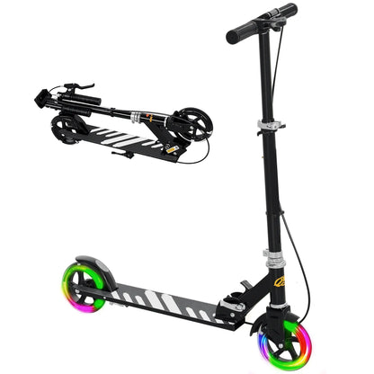 Kids Scooter, Light Up Wheels, Adjustable Handlebar, Rear Brake, Black Scooters at Gallery Canada