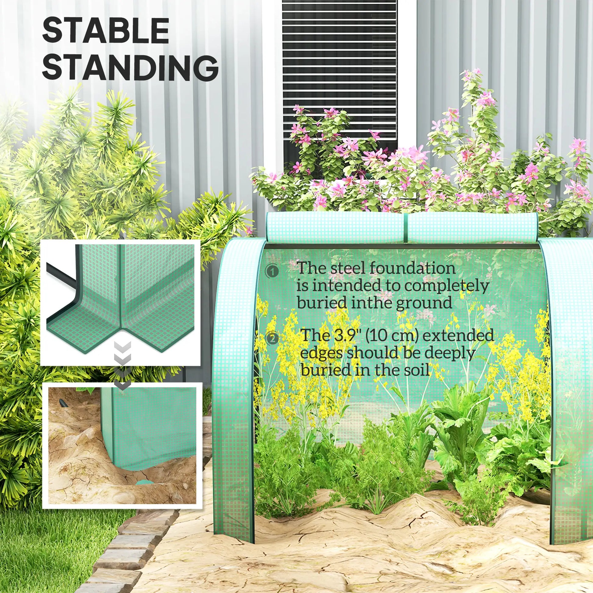 13' x 3.3' x 2.6' Mini Tunnel Greenhouse, PE Cover, Steel Frame, Zipped Doors, Green Greenhouses at Gallery Canada