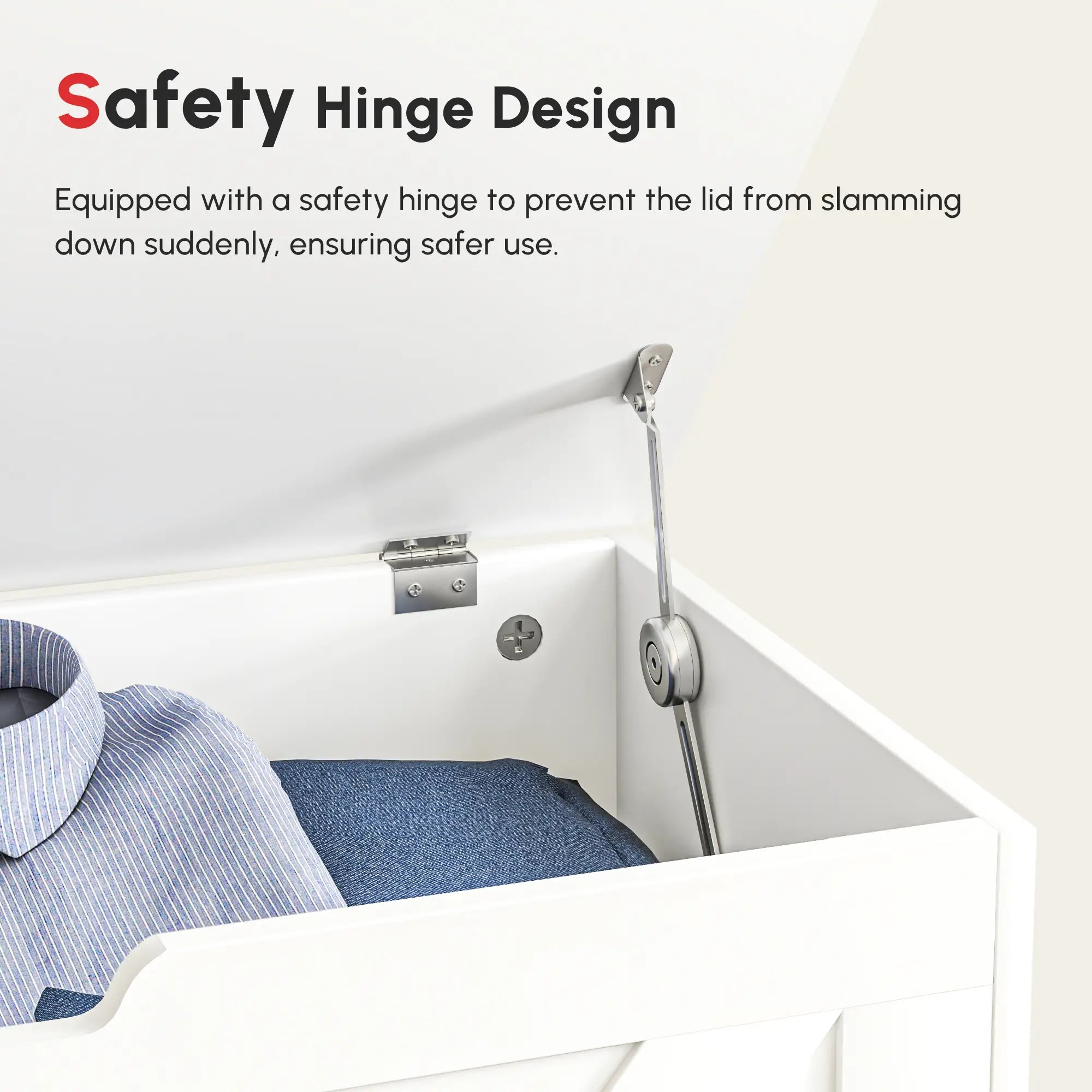 31.5 Inches Storage Chest, Storage Trunk with 2 Safety Hinges, Wooden Box for Living Room, White Wood Grain Storage Cabinets at Gallery Canada