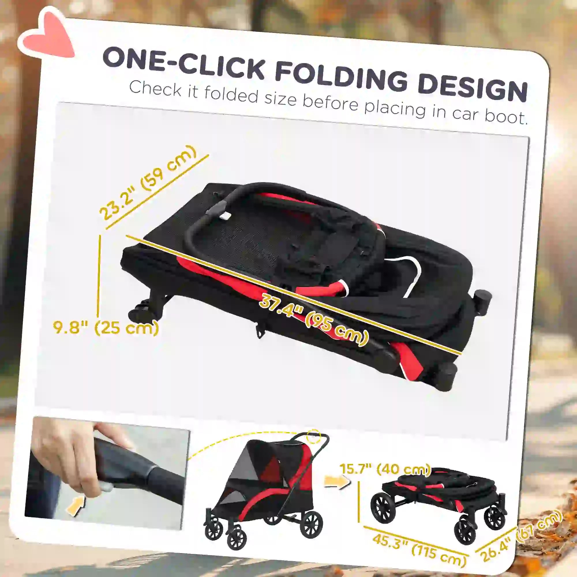 Foldable Pet Stroller, Large Dogs, Four Big Wheels, Black Dog Bike Trailers & Strollers at Gallery Canada
