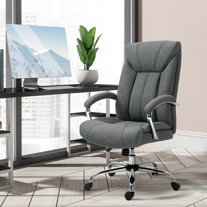 Ergonomic High Back Swivel Office Chair, Adjustable Height, Linen Fabric, Grey Executive & Manager Chairs at Gallery Canada