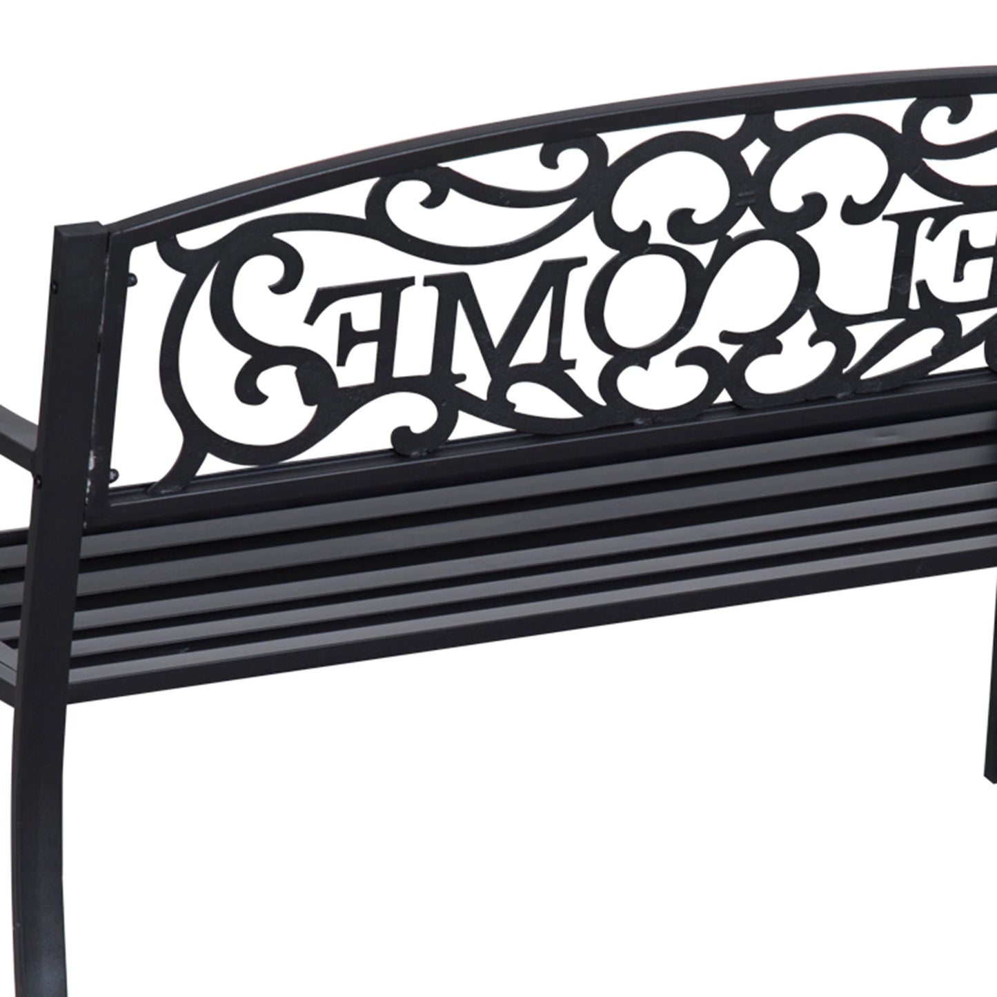 50" 2-Seater Garden Bench, Metal Outdoor Loveseat, Black Outdoor Benches at Gallery Canada