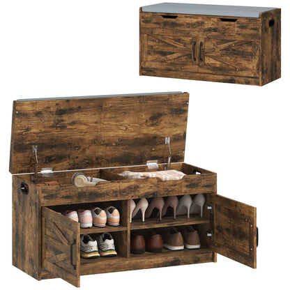 Shoe Storage Bench, 2-Tier Cabinet, Flip-Top, Padded Cushion, Rustic Brown Shoe Storage Cabinets & Racks at Gallery Canada