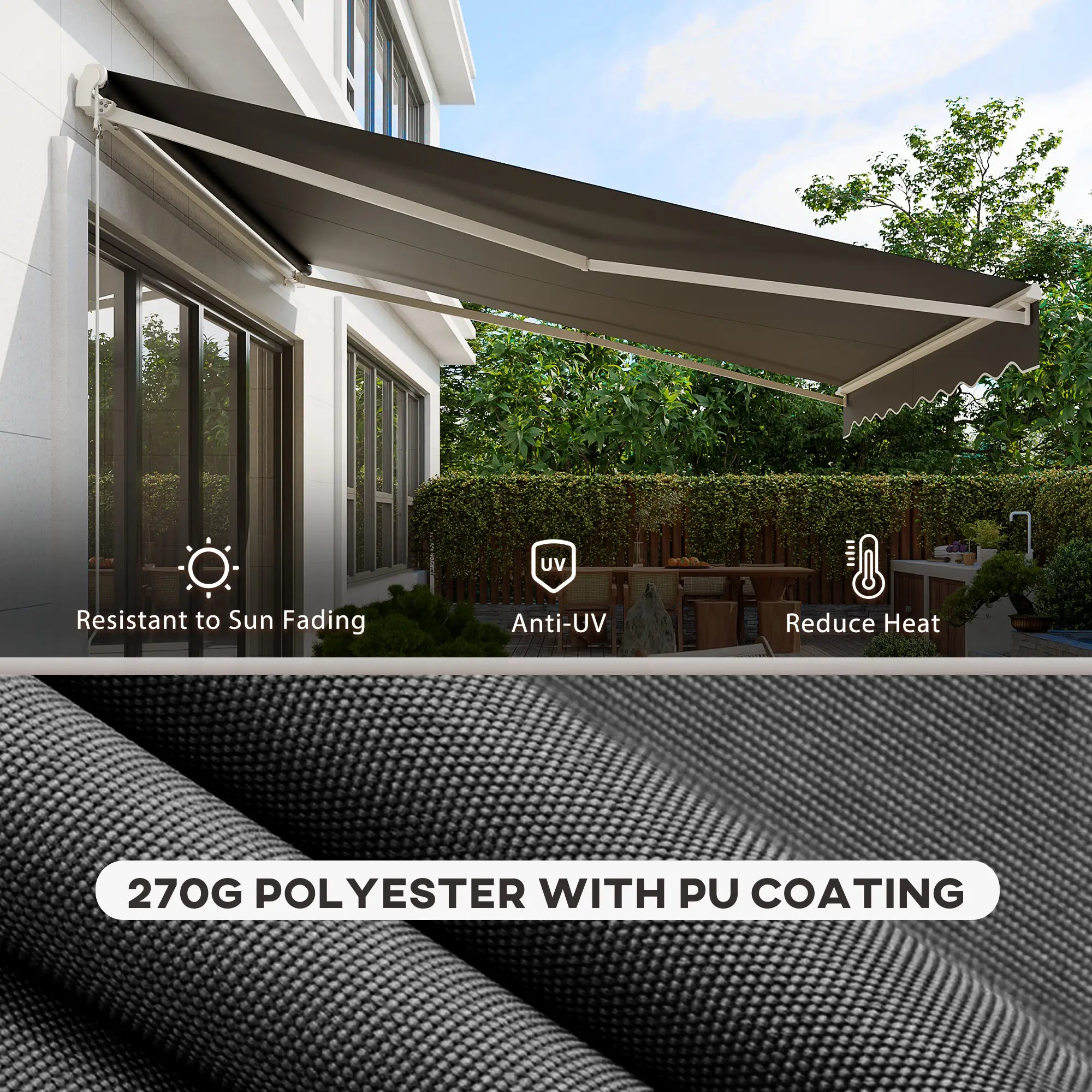 12'x10' Electric Retractable Awning, UV Protection, Grey Deck Awnings at Gallery Canada