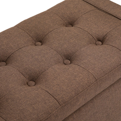 Storage Ottoman Bench, Linen Upholstered, Tufted, Brown Storage Ottomans & Benches at Gallery Canada