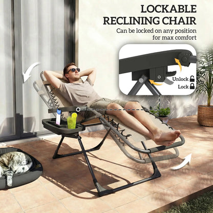 Zero Gravity Chair Set, Folding Reclining Outdoor Lounge, Light Brown Lounger Chairs at Gallery Canada