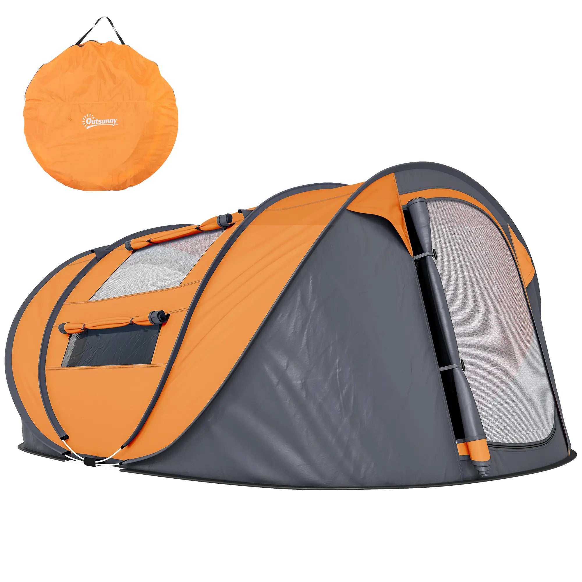 4 Person Pop Up Tent, Automatic Setup, Orange Camping Tents at Gallery Canada