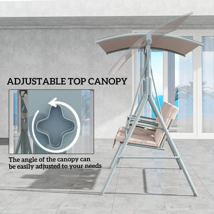 Double Outdoor Swing Chair, 2 Person, Covered, Beige Patio Swings with Stand at Gallery Canada