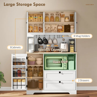 64" Tall Kitchen Pantry Cabinet, 3 Cabinets, 2 Drawers, White Kitchen Pantry Cabinets at Gallery Canada