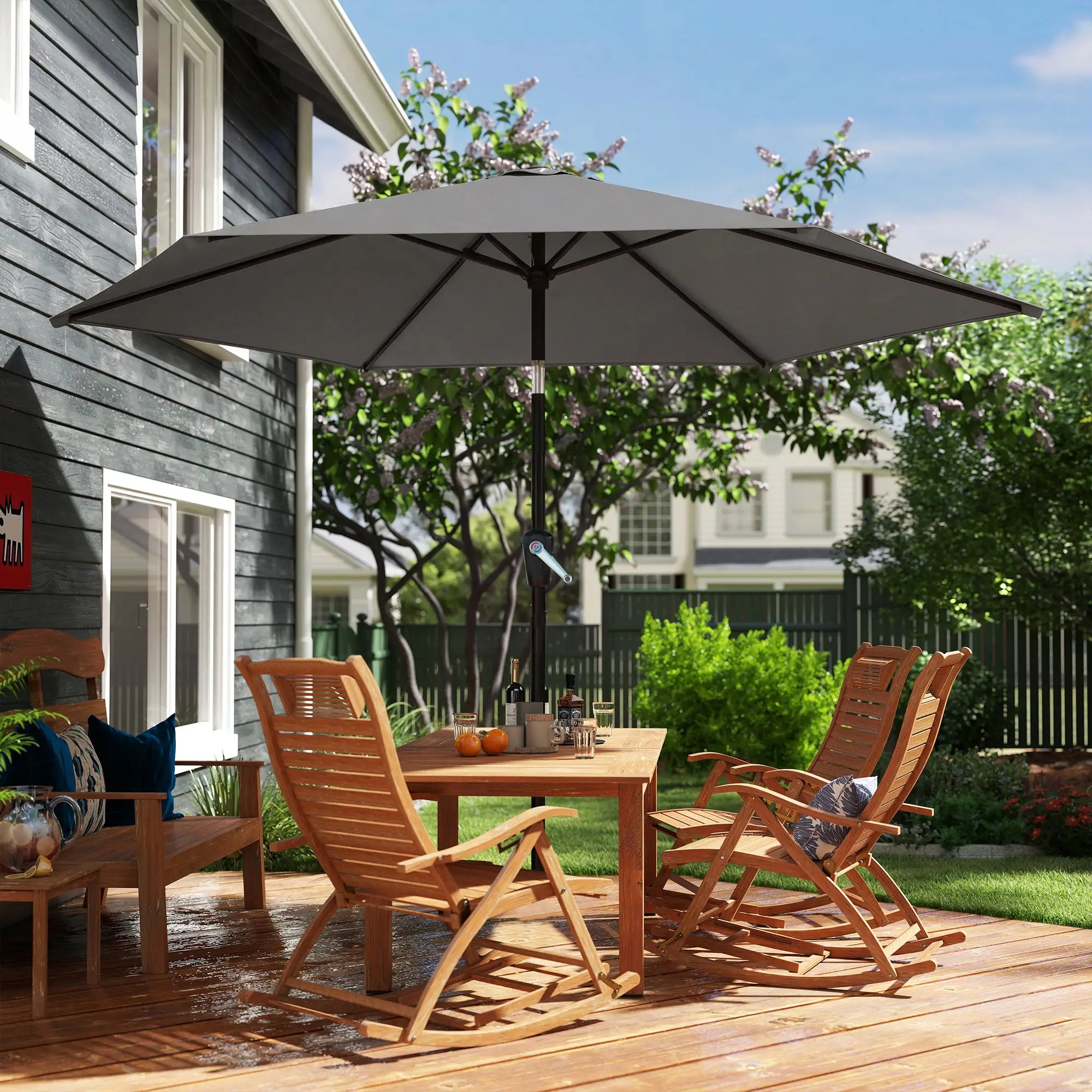 9FT Patio Umbrella, Outdoor Tilt Crank UV Protection Sun Umbrellas at Gallery Canada