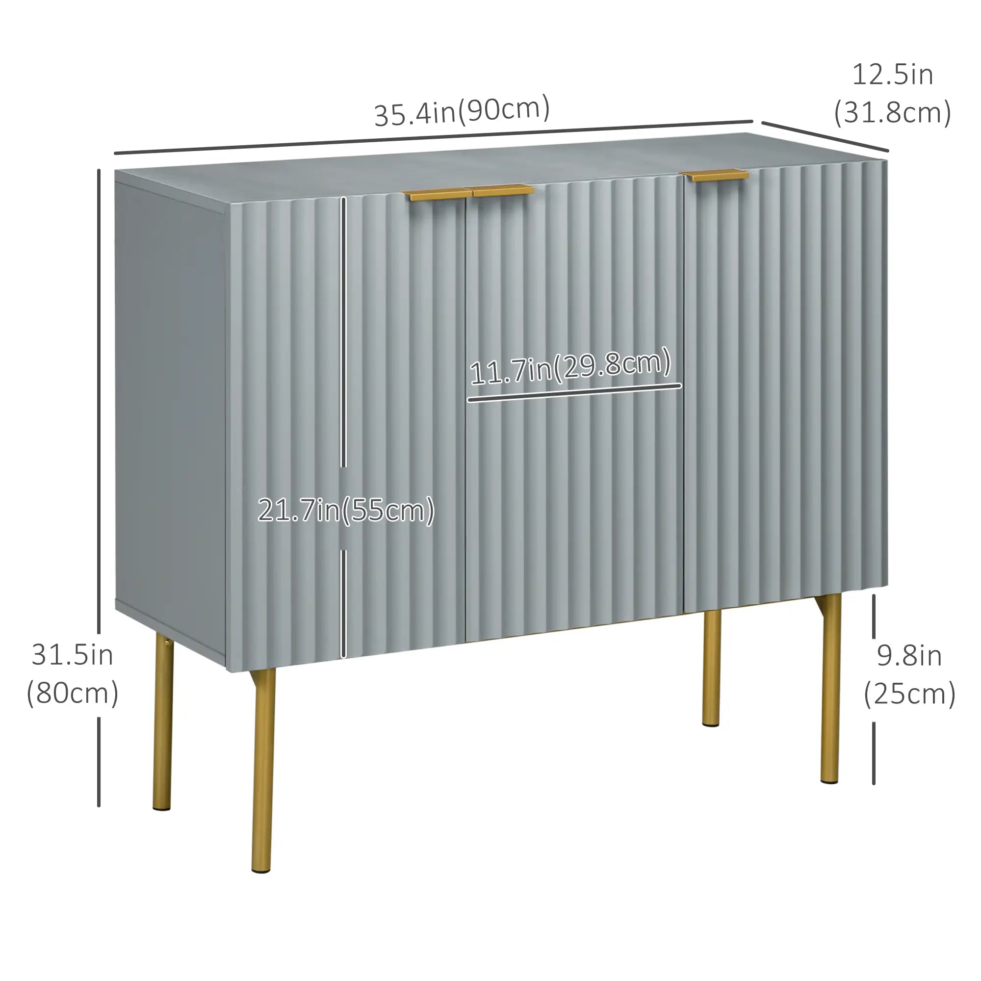Modern Storage Cabinet, Sideboard Buffet, Gold Legs, Grey Storage Cabinets at Gallery Canada